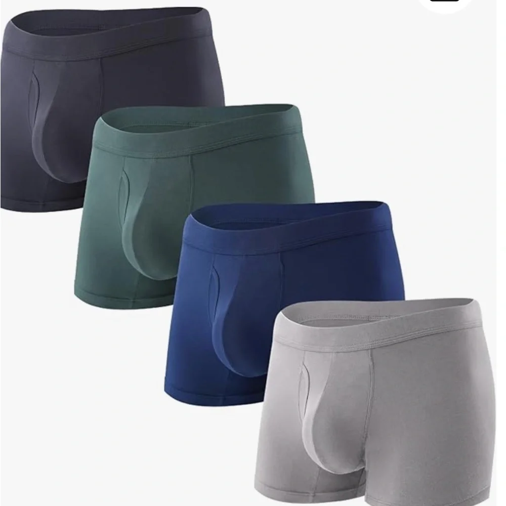 BAMBOO COOL Soft Waistband Open-fly No-ride Trunk Boxers (4 pack) Large, NWT
